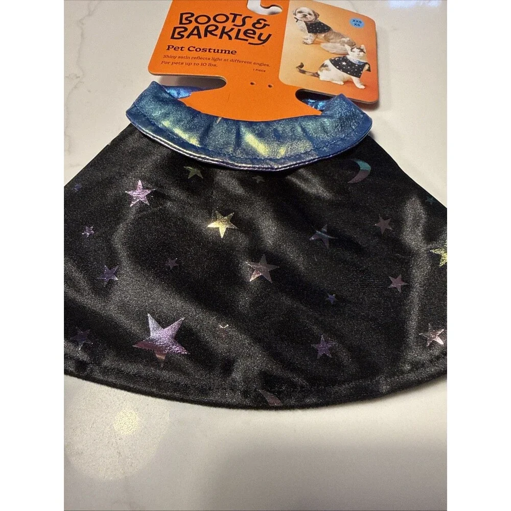 Boots & Barkley Dog Halloween Costume Cape Star & Moon Iridescent Collar XXS/XS